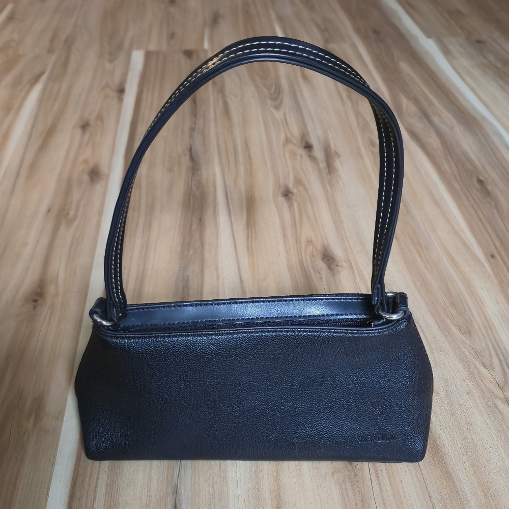 Mondani Elegant Classic Small Black Leather Handbag with Inside Pocket